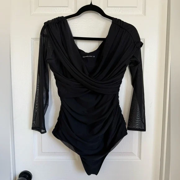 Abercrombie & Fitch Black Draped Bodysuit - Picture 2 of 5